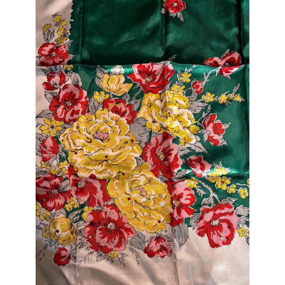 Vintage Floral Japanese Scarf embellished with  crystals
